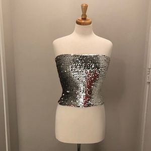 Silver Sequins Tube Top